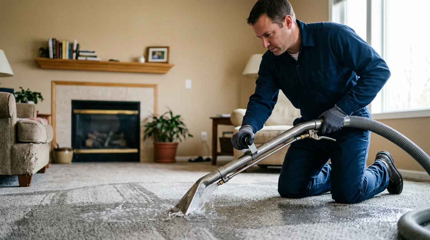 Water damage restoration technician working near Triadelphia, WV
